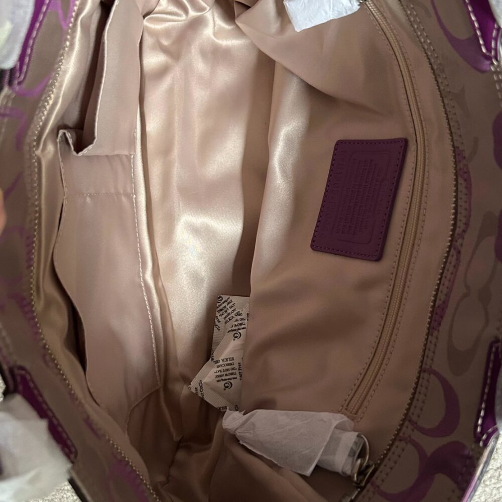 Coach Canvas Signature Tote Khaki and Purple Vintage - Picture 4 of 6